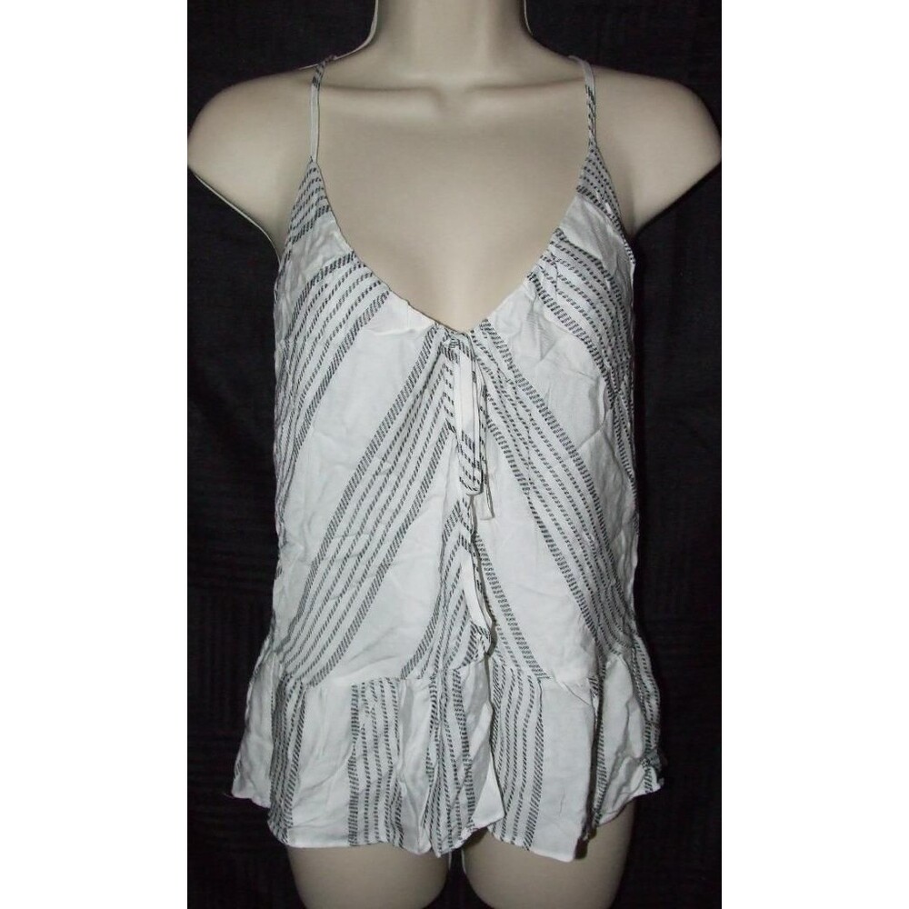DEVLIN White Print Sz Medium Casual Wear Sleeveless Lined Summer Sun Shirt